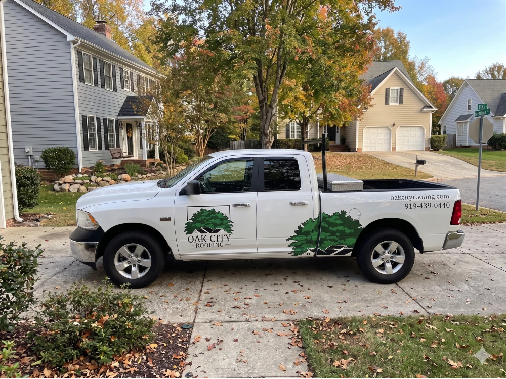 image of Oak City Roofing Truck